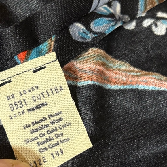 Vintage Feather Print Belted Polyester Long Sleeve Shift Dress - Picture 7 of 7